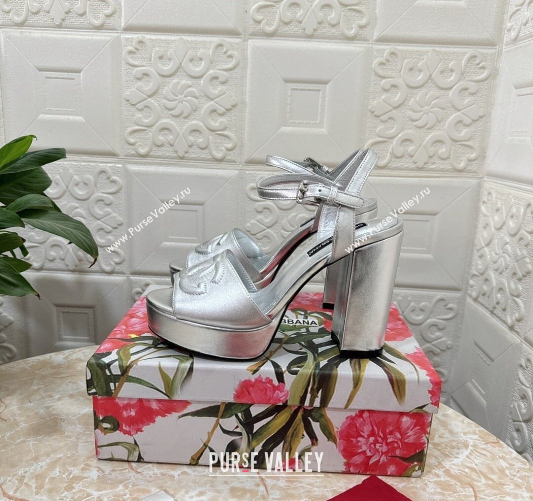 Dolce Gabbana Heel 11.5cm Calfskin platform 2.5cm sandals Silver 2024 (modeng-24032906)