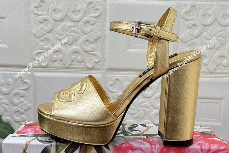 Dolce Gabbana Heel 11.5cm Calfskin platform 2.5cm sandals Gold 2024 (modeng-24032905)