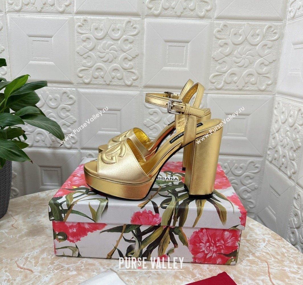 Dolce Gabbana Heel 11.5cm Calfskin platform 2.5cm sandals Gold 2024 (modeng-24032905)