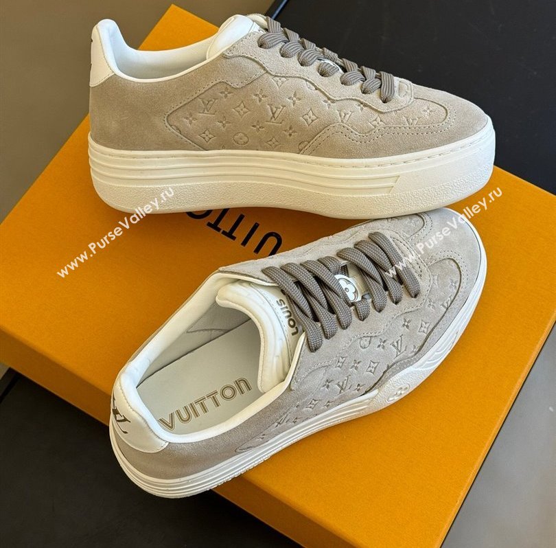 Louis Vuitton LV Groovy Platform Sneakers Monogram-debossed suede calf leather Beige 2024 (modeng-24030614)