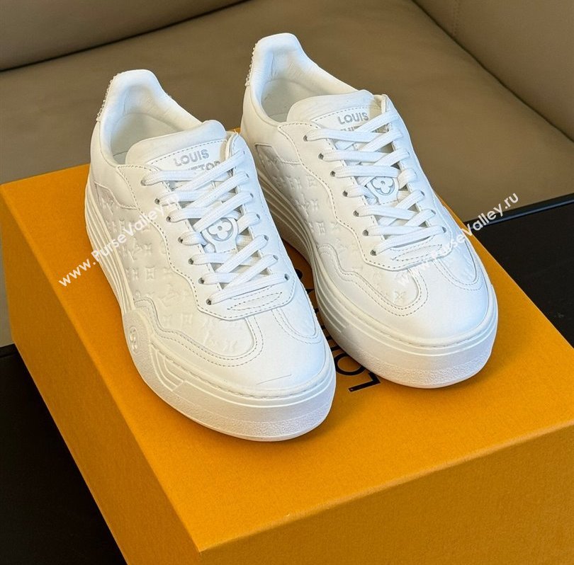 Louis Vuitton LV Groovy Platform Sneakers Monogram-debossed calf leather White 2024 (modeng-24030616)