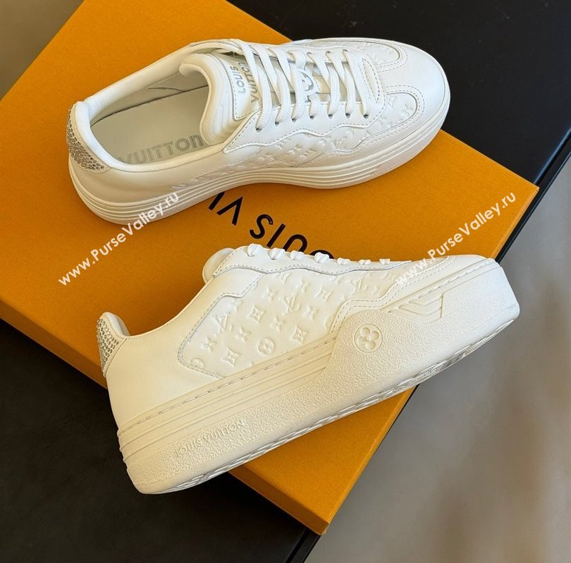 Louis Vuitton LV Groovy Platform Sneakers Monogram-debossed calf leather White 2024 (modeng-24030616)