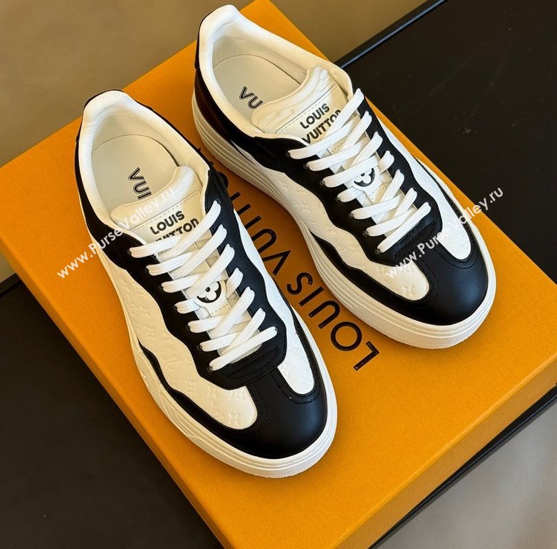 Louis Vuitton LV Groovy Platform Sneakers Monogram-debossed calf leather White/Black 2024 (modeng-24030617)