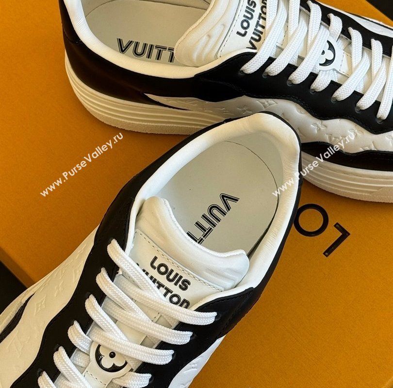 Louis Vuitton LV Groovy Platform Sneakers Monogram-debossed calf leather White/Black 2024 (modeng-24030617)