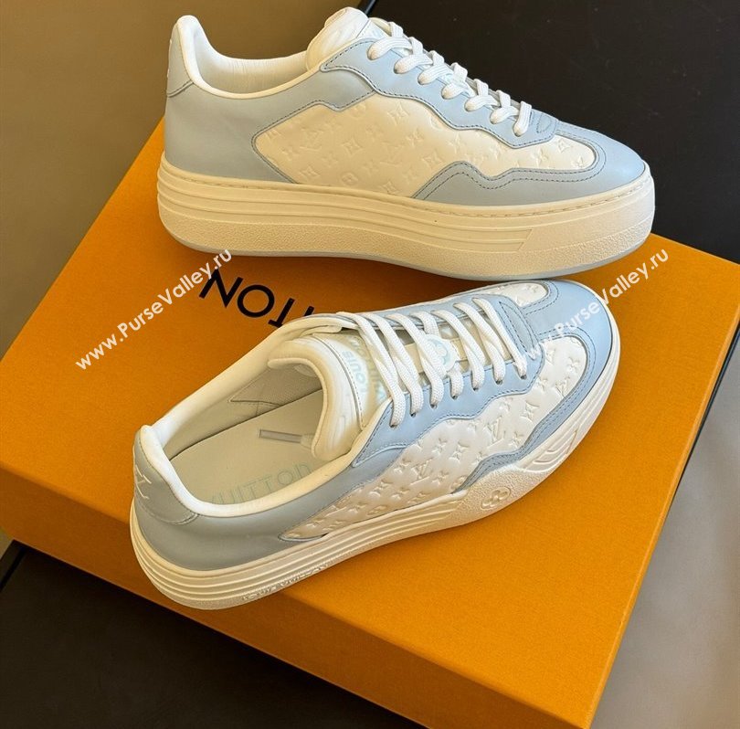 Louis Vuitton LV Groovy Platform Sneakers Monogram-debossed calf leather White/Blue 2024 (modeng-24030619)