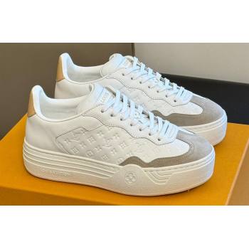 Louis Vuitton LV Groovy Platform Sneakers Monogram-debossed calf leather White/Gray 2024 (modeng-24030620)