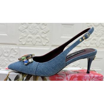 Dolce Gabbana Heel 6.5cm Rainbow slingbacks in patchwork denim Blue 2024 (modeng-24032802)