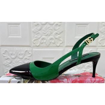 Dolce Gabbana Heel 6.5cm Patent leather slingbacks Black/Green 2024 (modeng-24032803)