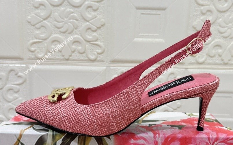 Dolce Gabbana Heel 6.5cm Raffia slingbacks Pink 2024 (modeng-24032817)