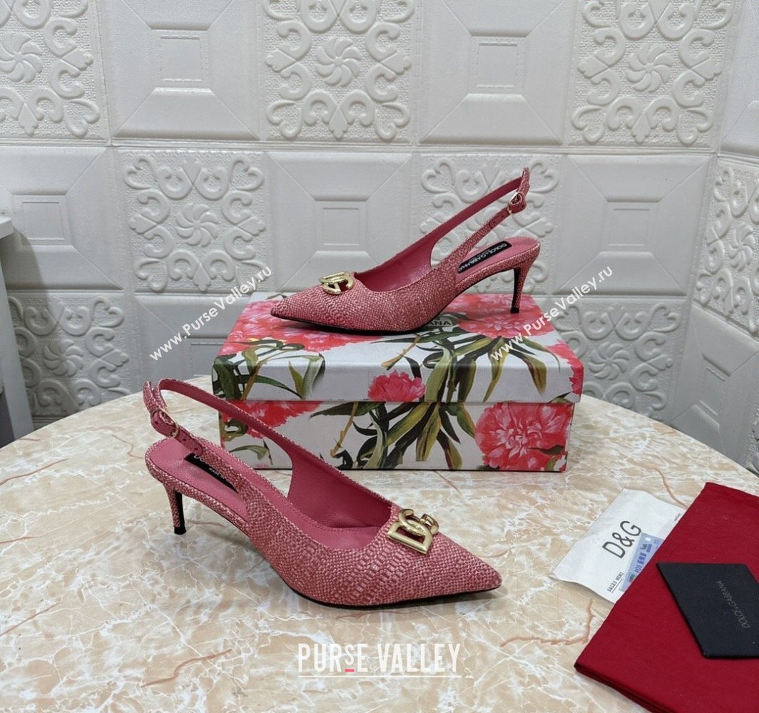 Dolce Gabbana Heel 6.5cm Raffia slingbacks Pink 2024 (modeng-24032817)