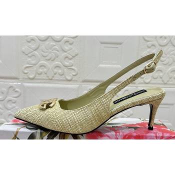 Dolce Gabbana Heel 6.5cm Raffia slingbacks Light Green 2024 (modeng-24032821)