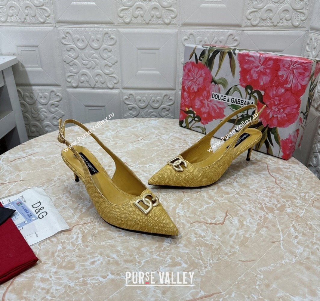 Dolce Gabbana Heel 6.5cm Raffia slingbacks Yellow 2024 (modeng-24032820)