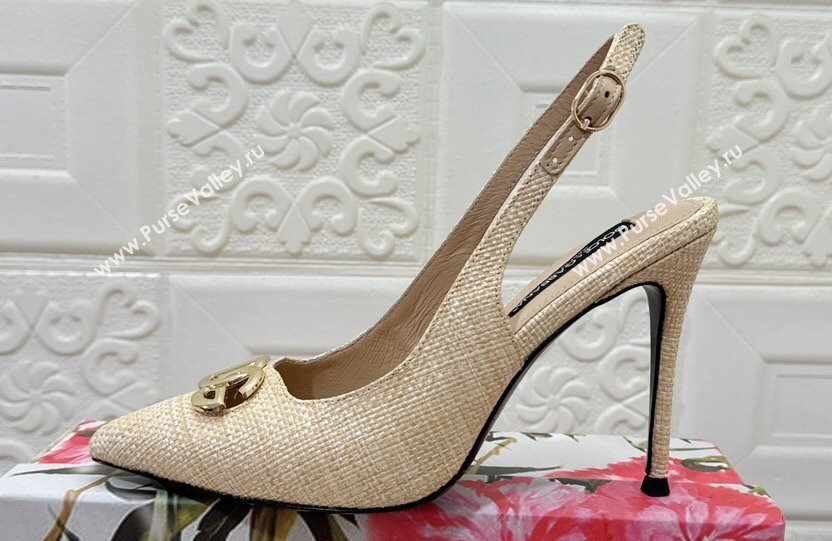 Dolce Gabbana Heel 10.5cm Raffia slingbacks Beige 2024 (modeng-24032812)