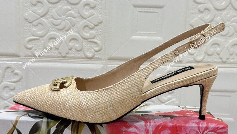 Dolce Gabbana Heel 6.5cm Raffia slingbacks Beige 2024 (modeng-24032819)