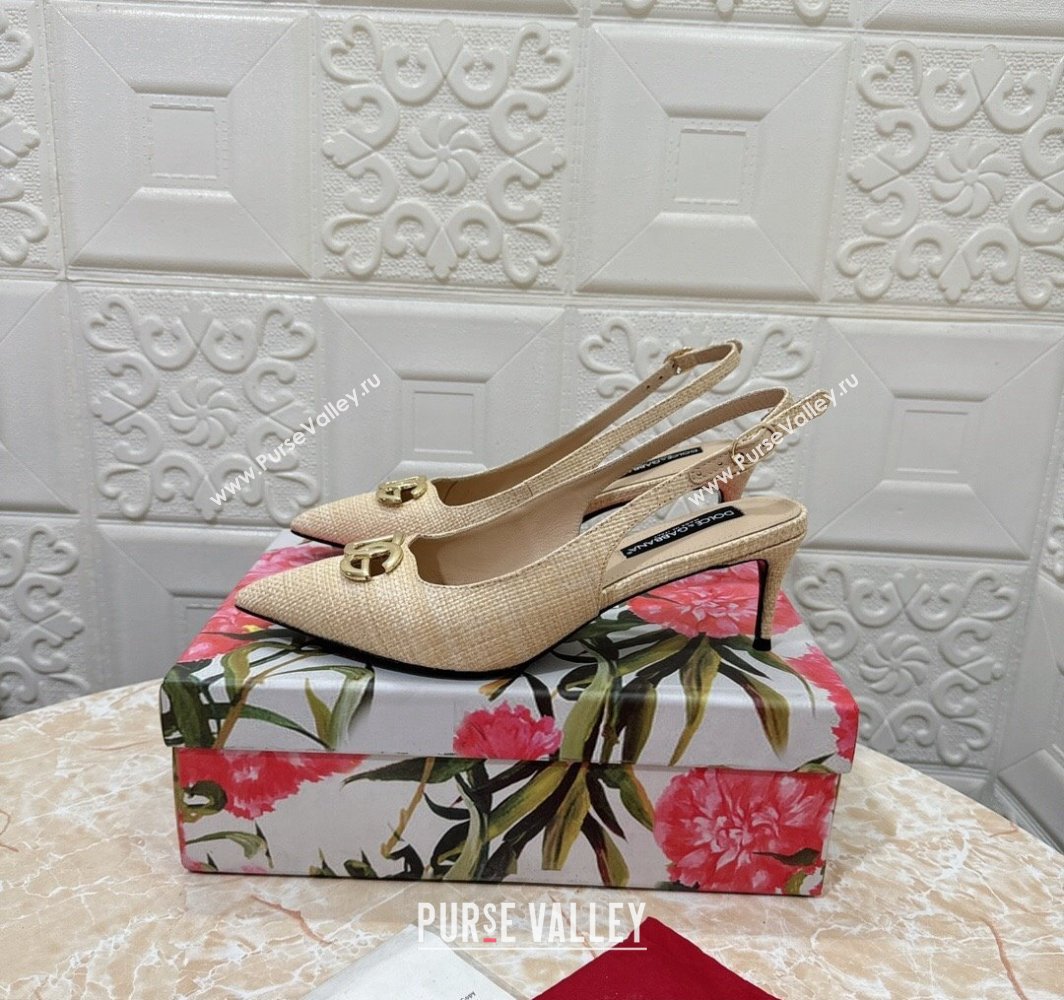 Dolce Gabbana Heel 6.5cm Raffia slingbacks Beige 2024 (modeng-24032819)