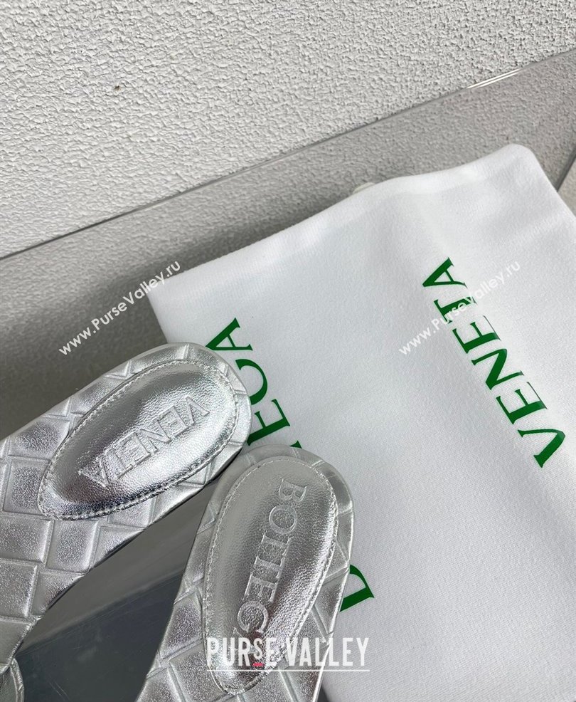 Bottega Veneta Leather Amy Flat mules with Intreccio pattern Silver 2024 (kaola-24030722)