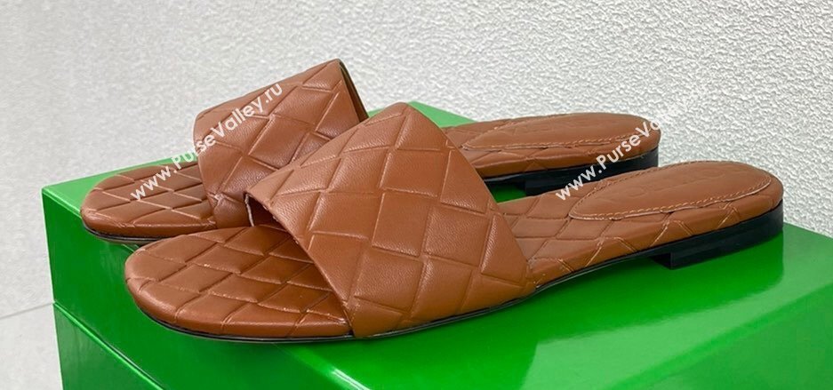 Bottega Veneta Leather Amy Flat mules with Intreccio pattern Brown 2024 (kaola-24030719)