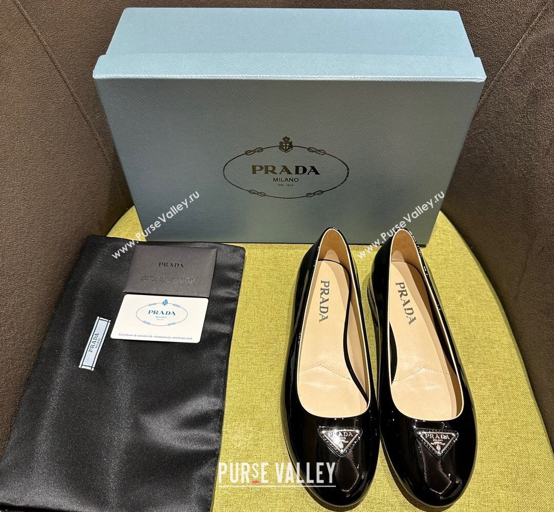 Prada Patent leather ballerinas with rounded line 1F200N Black 2024 (modeng-24030822)