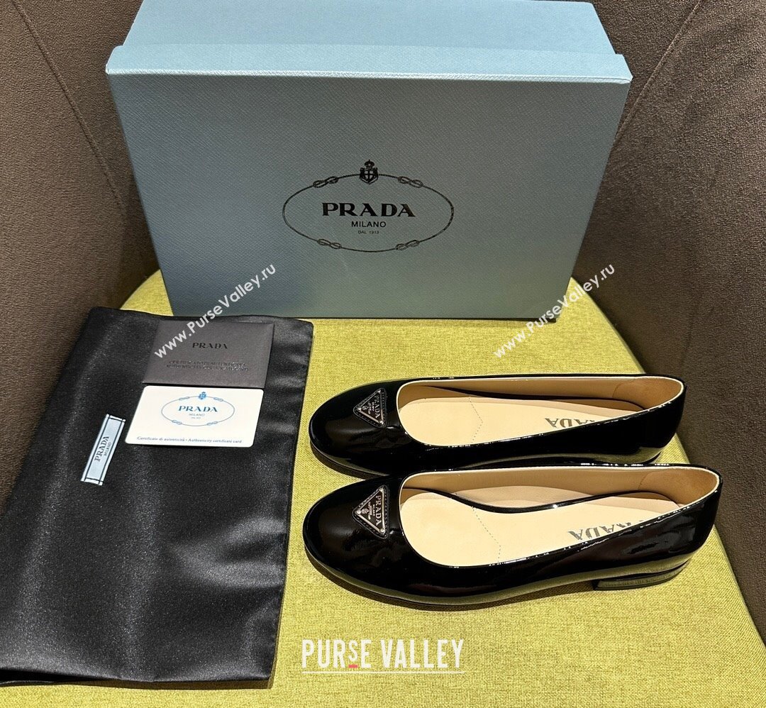 Prada Patent leather ballerinas with rounded line 1F200N Black 2024 (modeng-24030822)