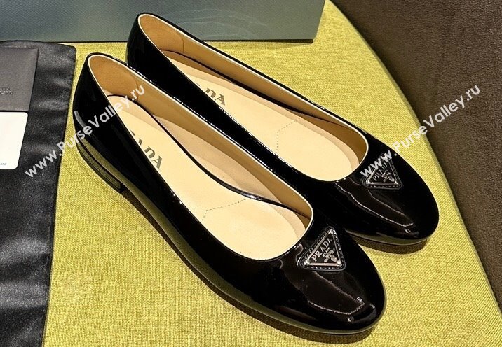 Prada Patent leather ballerinas with rounded line 1F200N Black 2024 (modeng-24030822)