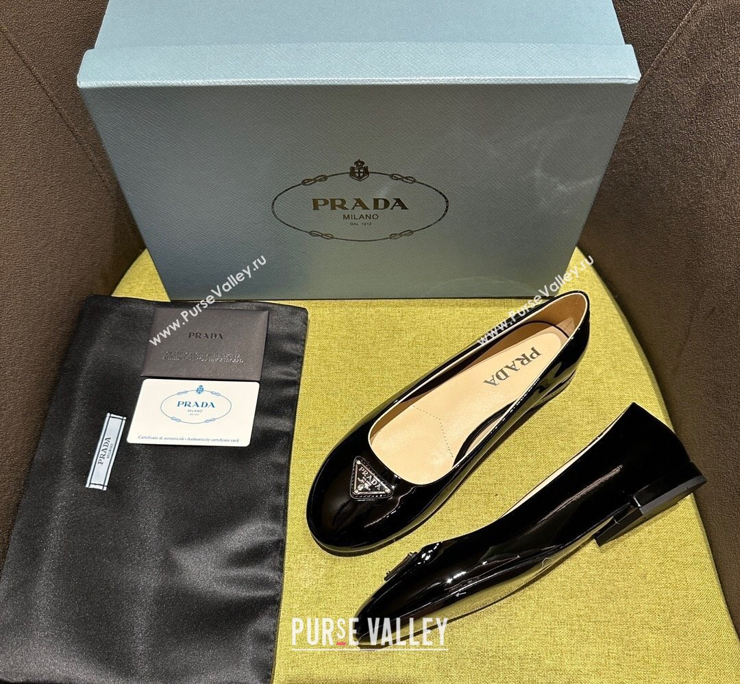 Prada Patent leather ballerinas with rounded line 1F200N Black 2024 (modeng-24030822)