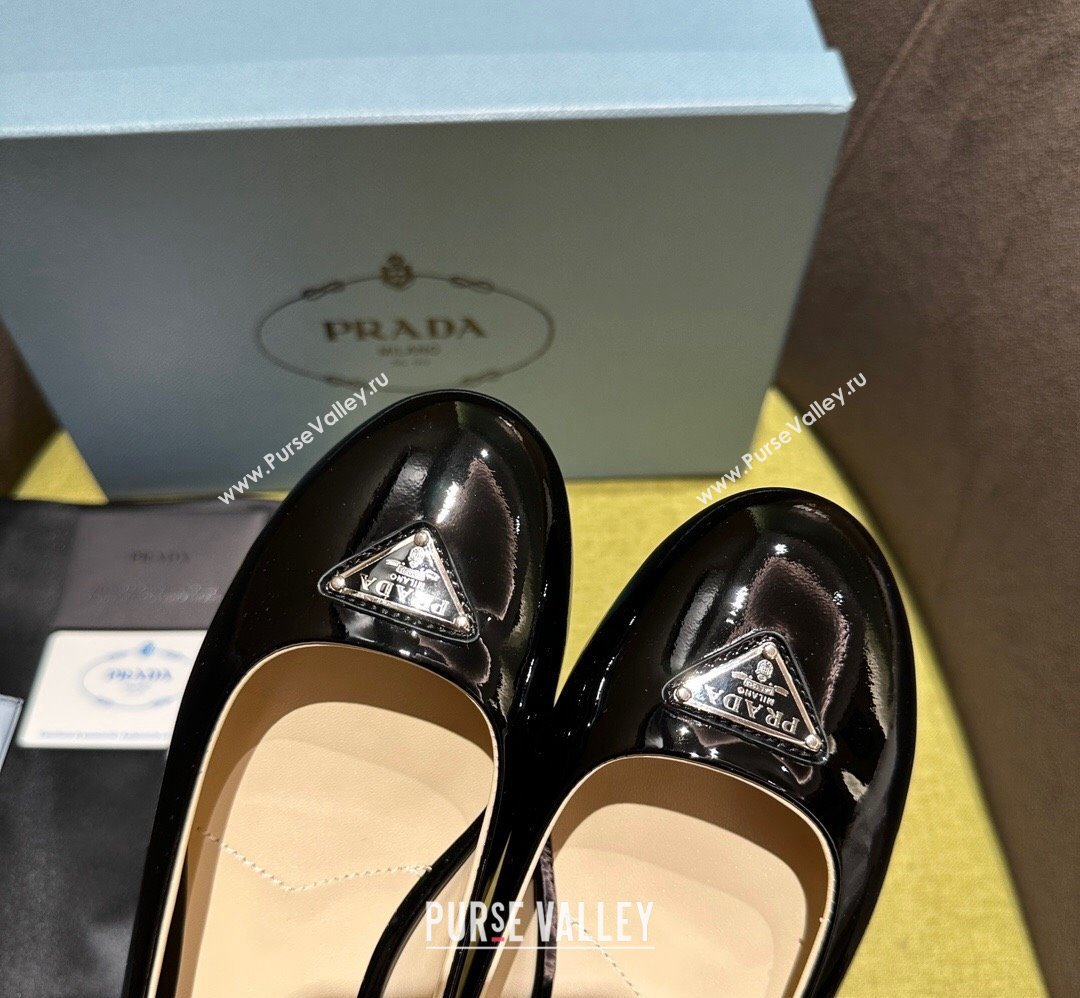 Prada Patent leather ballerinas with rounded line 1F200N Black 2024 (modeng-24030822)