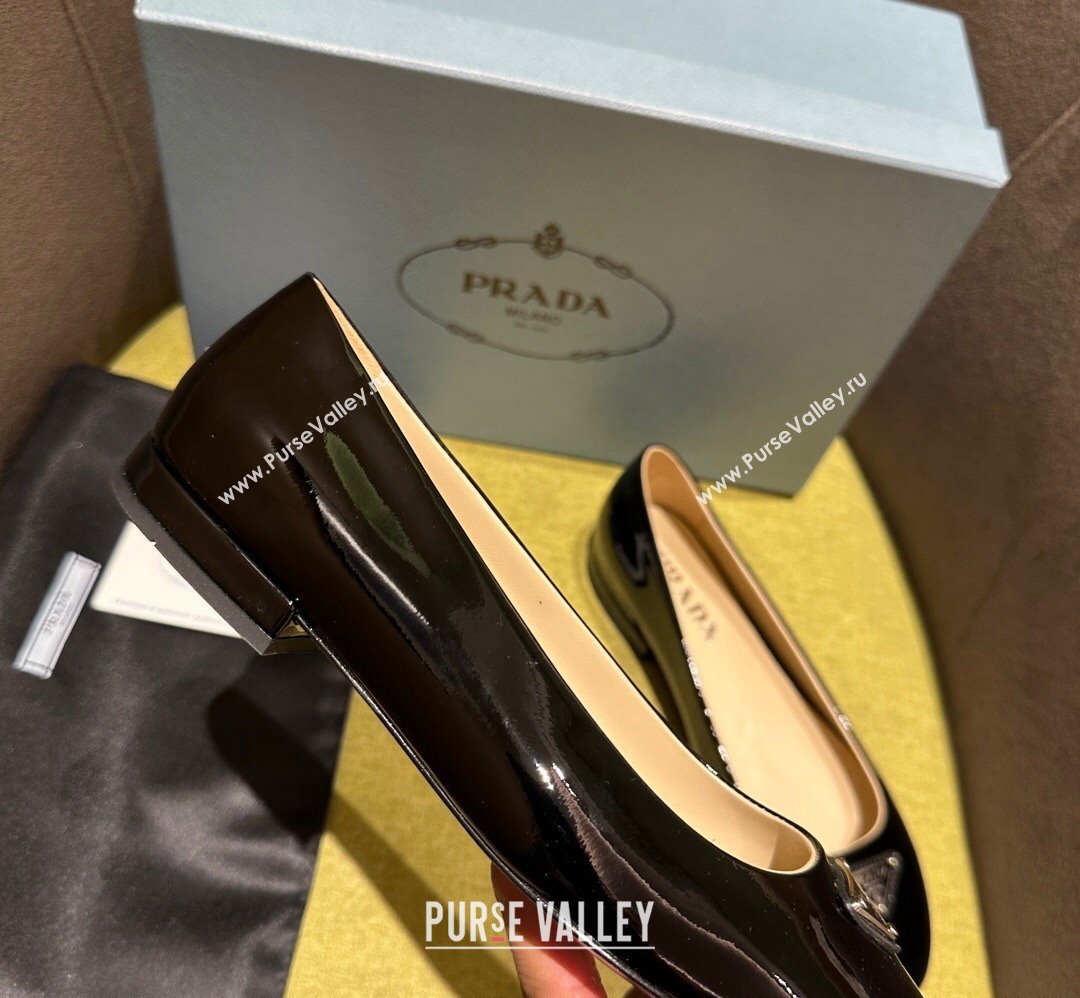 Prada Patent leather ballerinas with rounded line 1F200N Black 2024 (modeng-24030822)