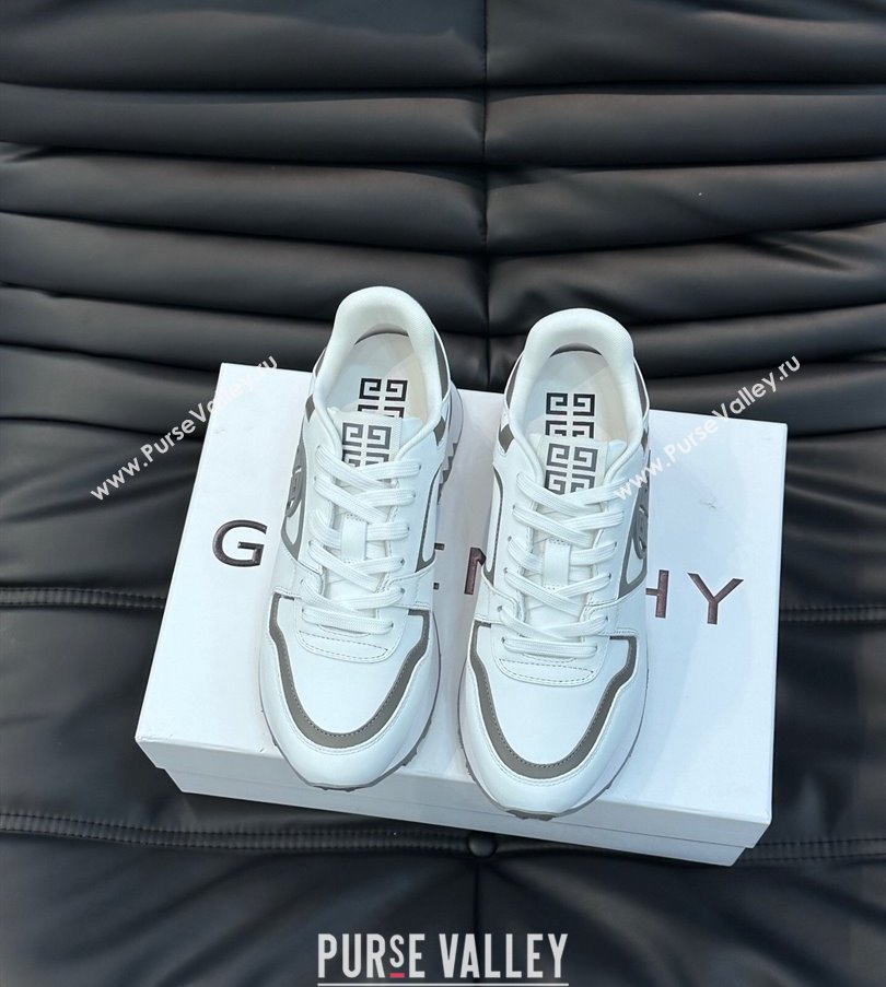 Givenchy Calfskin GIV 1 G4 Mens Sneakers White/Gray 2024 (shouhe-24030907)