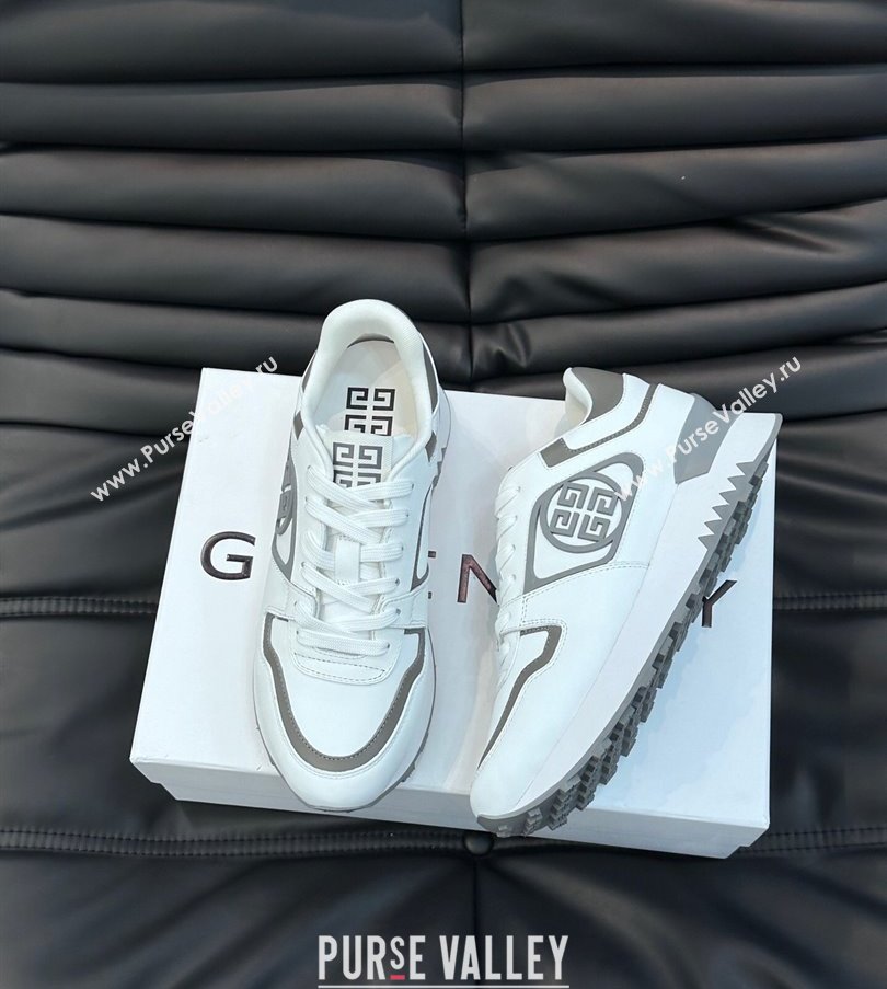 Givenchy Calfskin GIV 1 G4 Mens Sneakers White/Gray 2024 (shouhe-24030907)