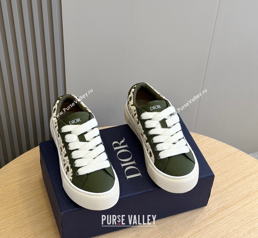 Dior B33 Women/Men Sneakers in Dark Green and Dior Oblique Jacquard 2024 (shouhe-24030961)