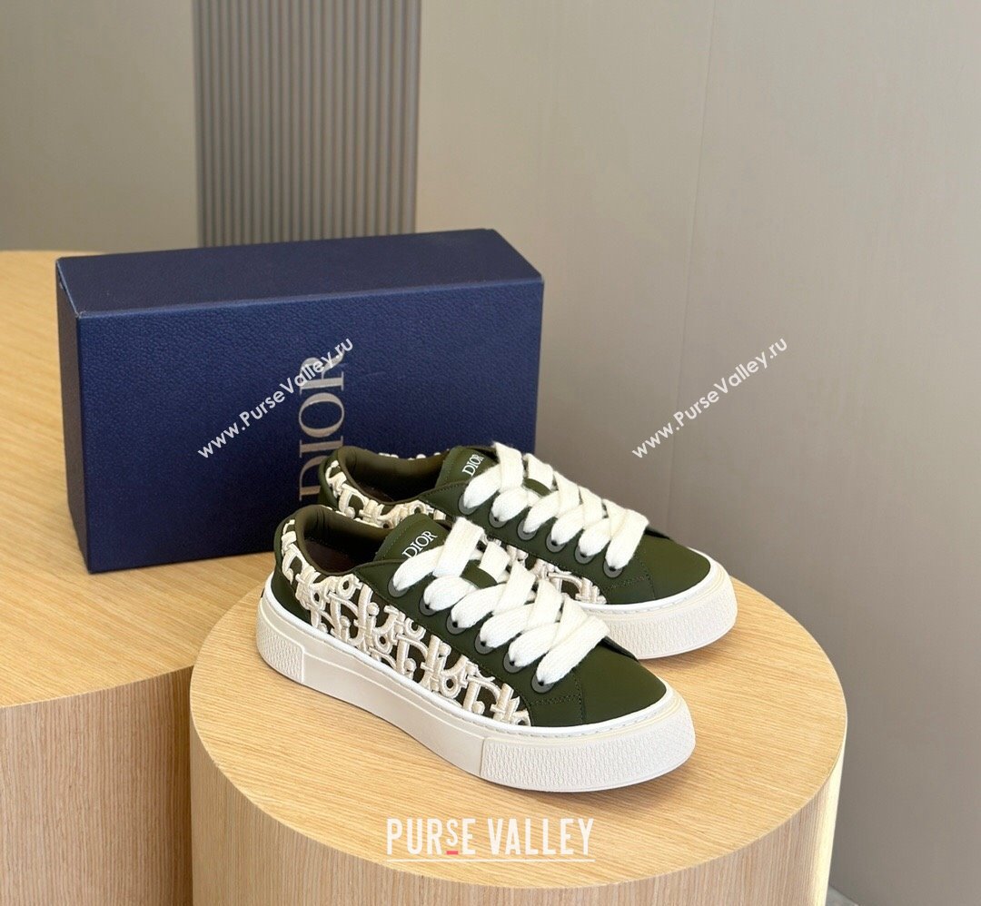 Dior B33 Women/Men Sneakers in Dark Green and Dior Oblique Jacquard 2024 (shouhe-24030961)