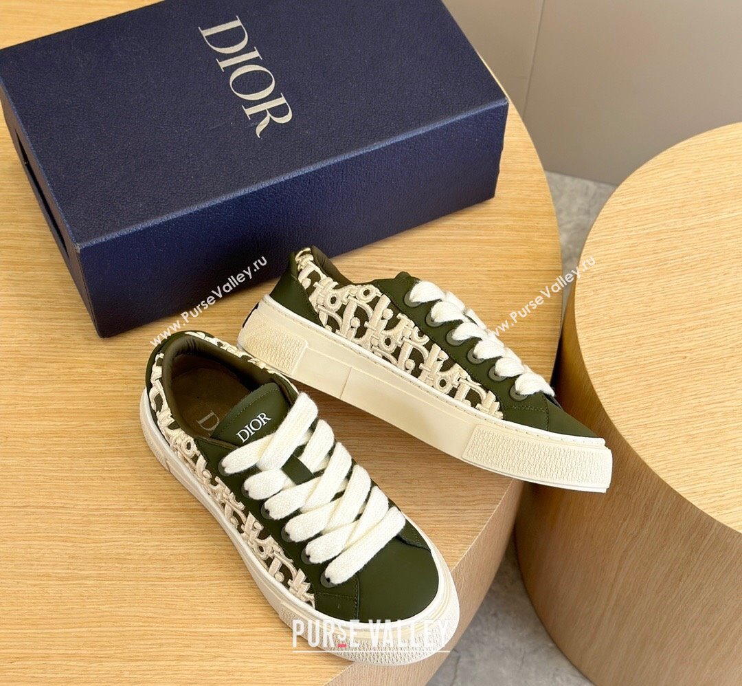 Dior B33 Women/Men Sneakers in Dark Green and Dior Oblique Jacquard 2024 (shouhe-24030961)