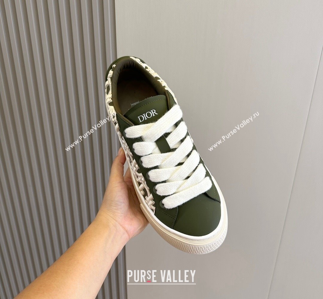 Dior B33 Women/Men Sneakers in Dark Green and Dior Oblique Jacquard 2024 (shouhe-24030961)