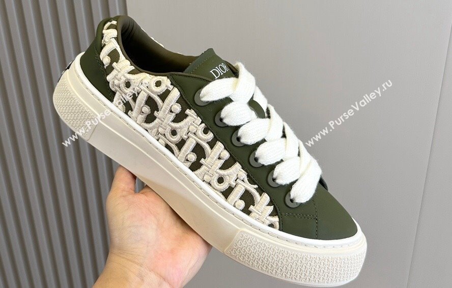 Dior B33 Women/Men Sneakers in Dark Green and Dior Oblique Jacquard 2024 (shouhe-24030961)