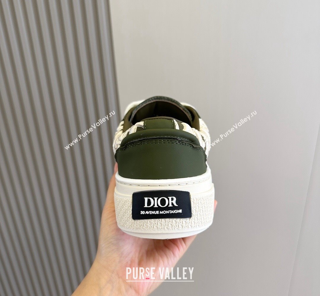 Dior B33 Women/Men Sneakers in Dark Green and Dior Oblique Jacquard 2024 (shouhe-24030961)