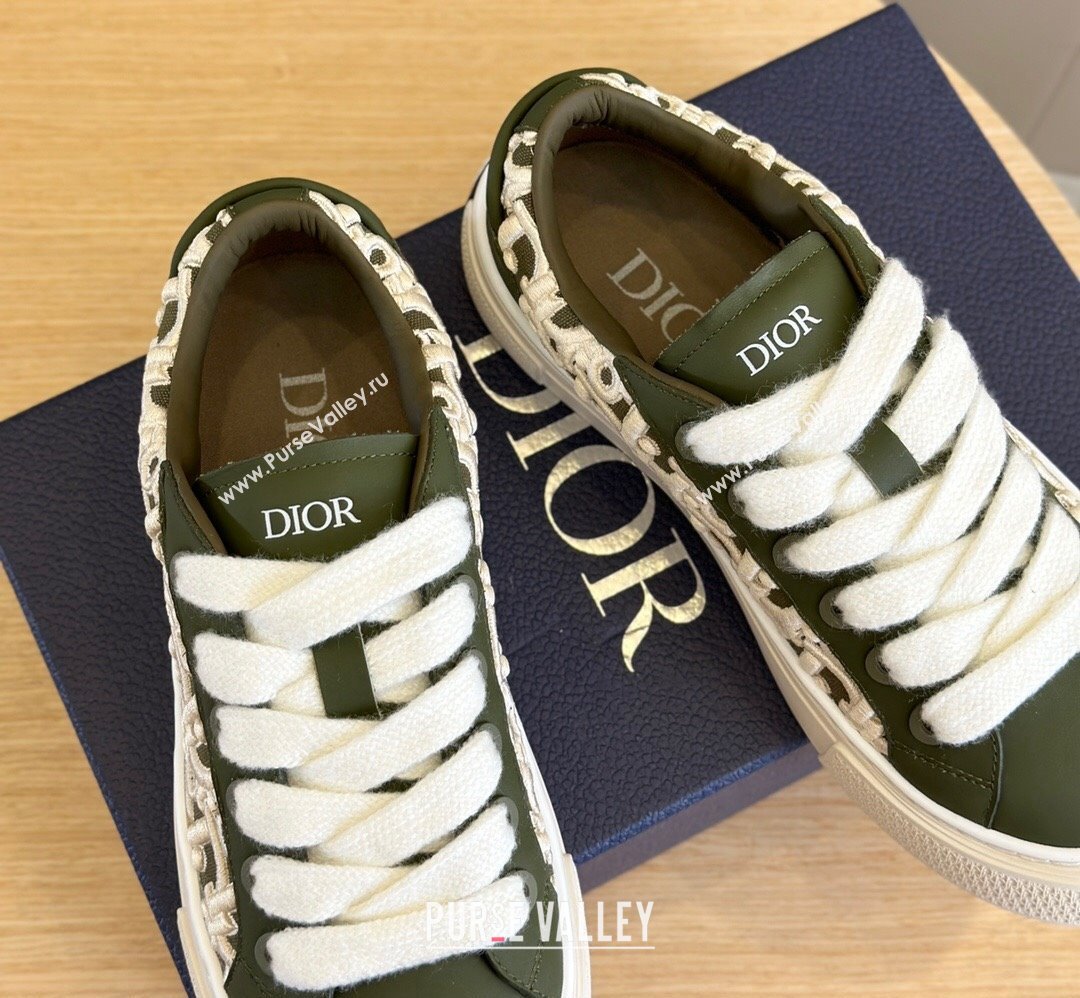 Dior B33 Women/Men Sneakers in Dark Green and Dior Oblique Jacquard 2024 (shouhe-24030961)