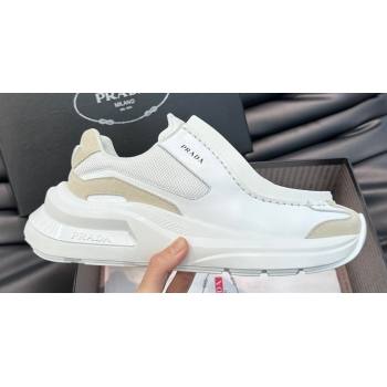 Prada Systeme brushed leather Mens sneakers with bike fabric and suede elements White 2024 (shouhe-24030953)