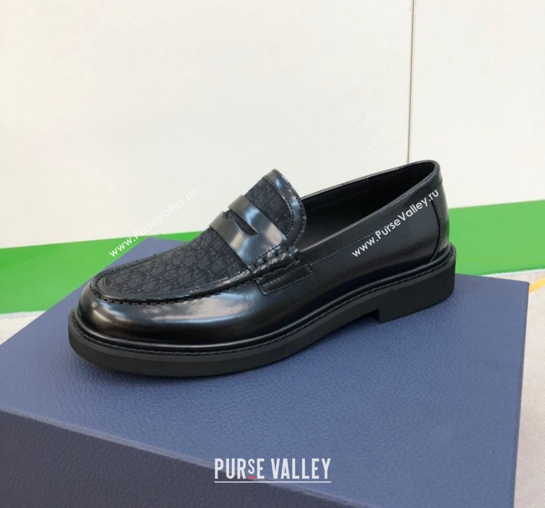 Dior Explorer Mens Loafers in Black Smooth Calfskin and Black Dior Oblique Jacquard 2024 (shouhe-24030954)