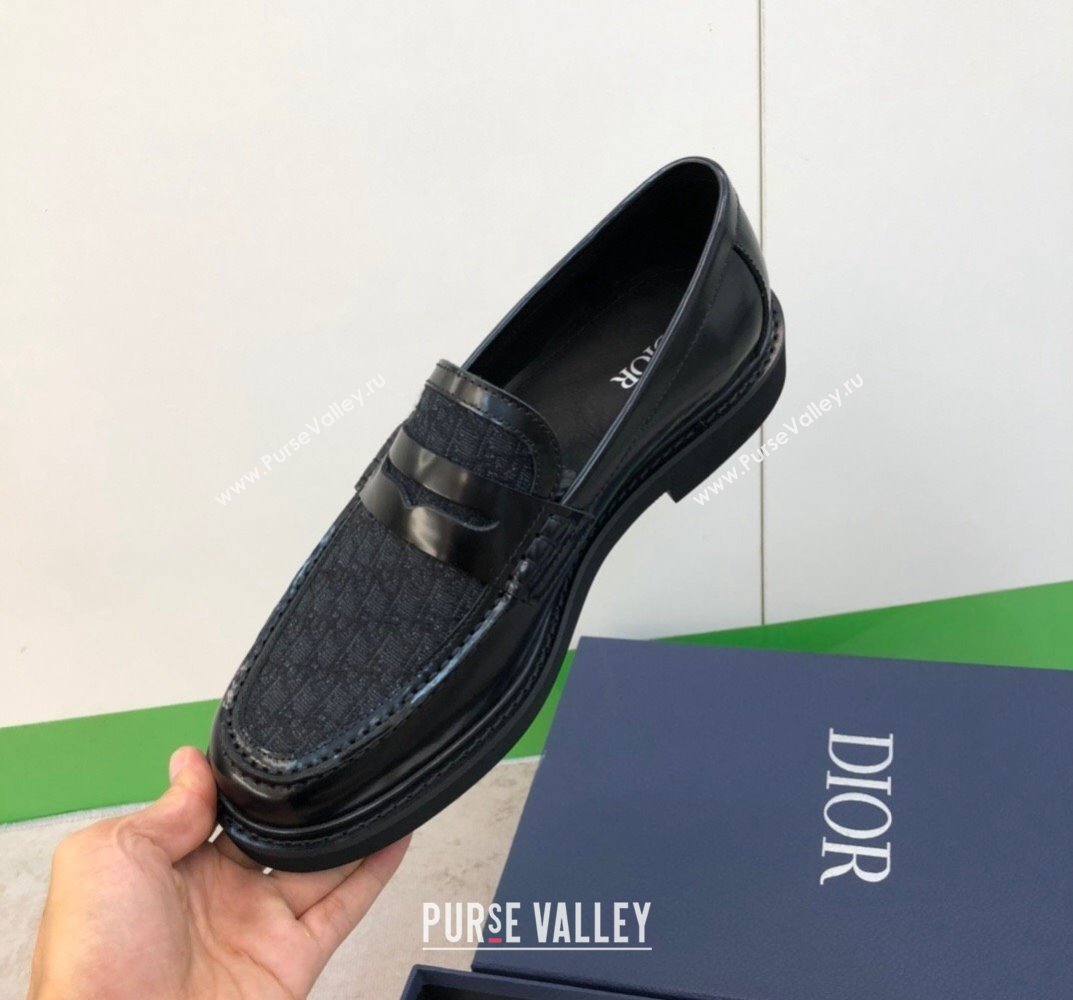 Dior Explorer Mens Loafers in Black Smooth Calfskin and Black Dior Oblique Jacquard 2024 (shouhe-24030954)