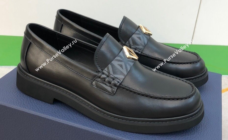 Dior Explorer Mens Loafers in Black Smooth Calfskin and CD Diamond Canvas 2024 (shouhe-24030956)