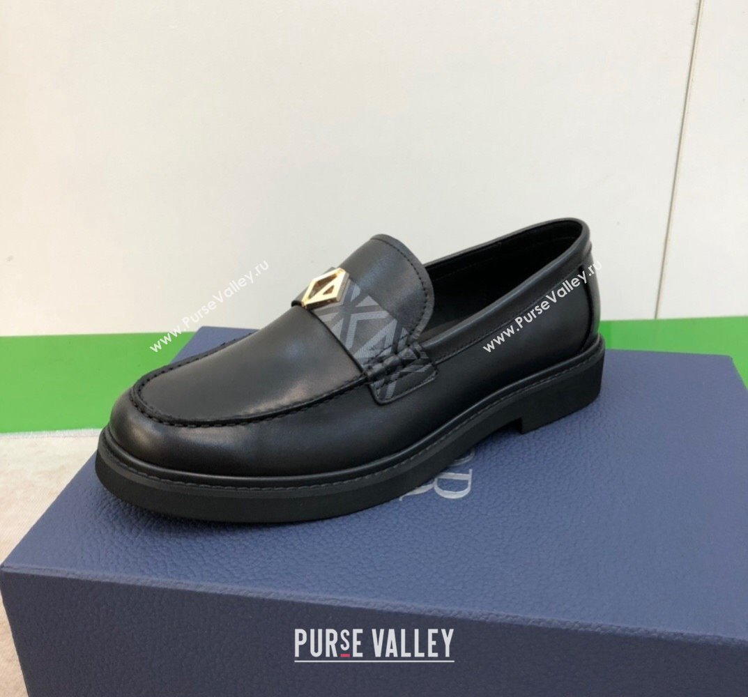 Dior Explorer Mens Loafers in Black Smooth Calfskin and CD Diamond Canvas 2024 (shouhe-24030956)