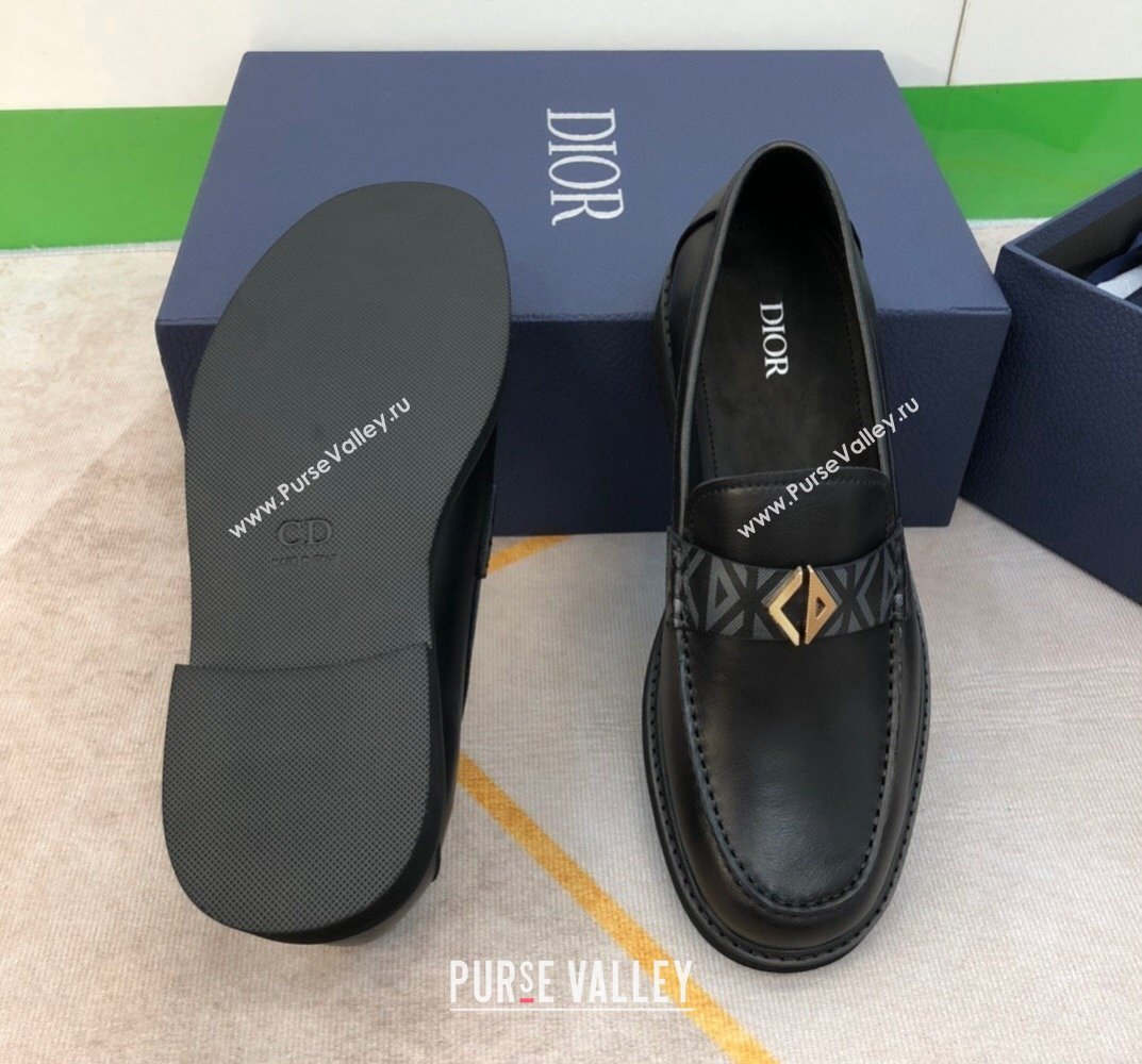 Dior Explorer Mens Loafers in Black Smooth Calfskin and CD Diamond Canvas 2024 (shouhe-24030956)