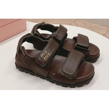 Miu Miu Sporty nappa leather sandals 5X135E Coffee 2024 (modeng-24031203)