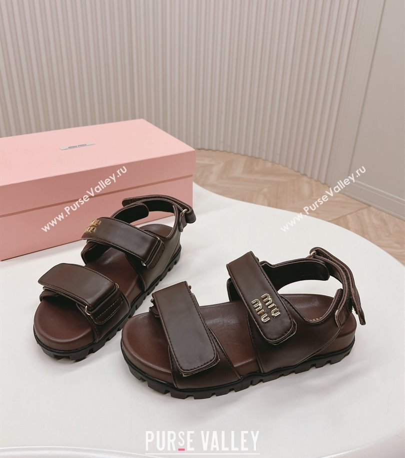 Miu Miu Sporty nappa leather sandals 5X135E Coffee 2024 (modeng-24031203)