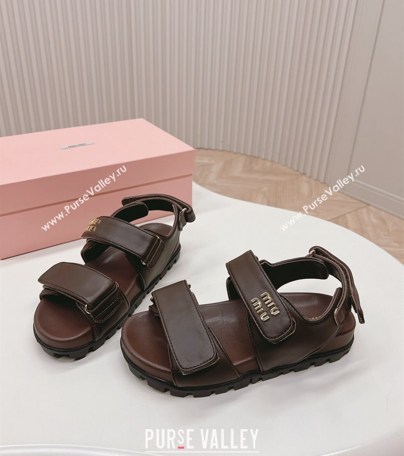 Miu Miu Sporty nappa leather sandals 5X135E Coffee 2024 (modeng-24031203)