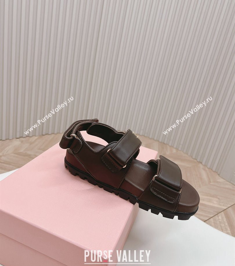 Miu Miu Sporty nappa leather sandals 5X135E Coffee 2024 (modeng-24031203)