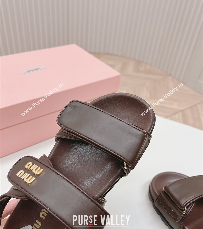 Miu Miu Sporty nappa leather sandals 5X135E Coffee 2024 (modeng-24031203)