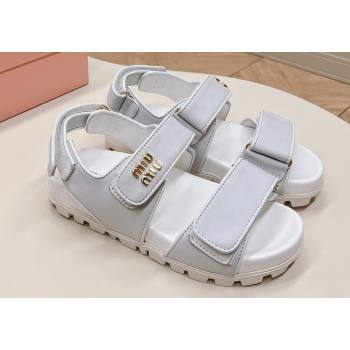 Miu Miu Sporty nappa leather sandals 5X135E White 2024 (modeng-24031202)