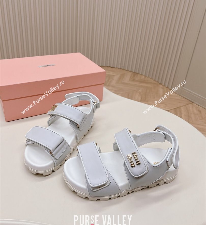 Miu Miu Sporty nappa leather sandals 5X135E White 2024 (modeng-24031202)