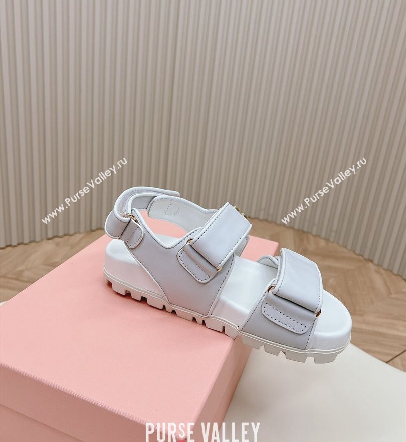 Miu Miu Sporty nappa leather sandals 5X135E White 2024 (modeng-24031202)